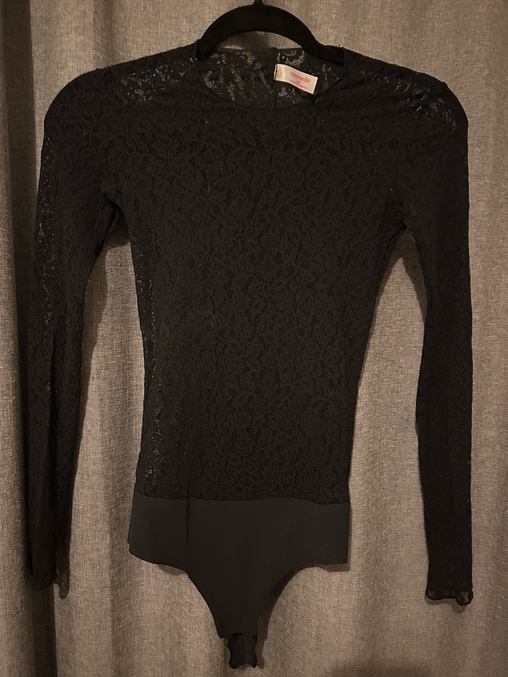 Women's Black Lace Long-Sleeve Bodysuit by Commando